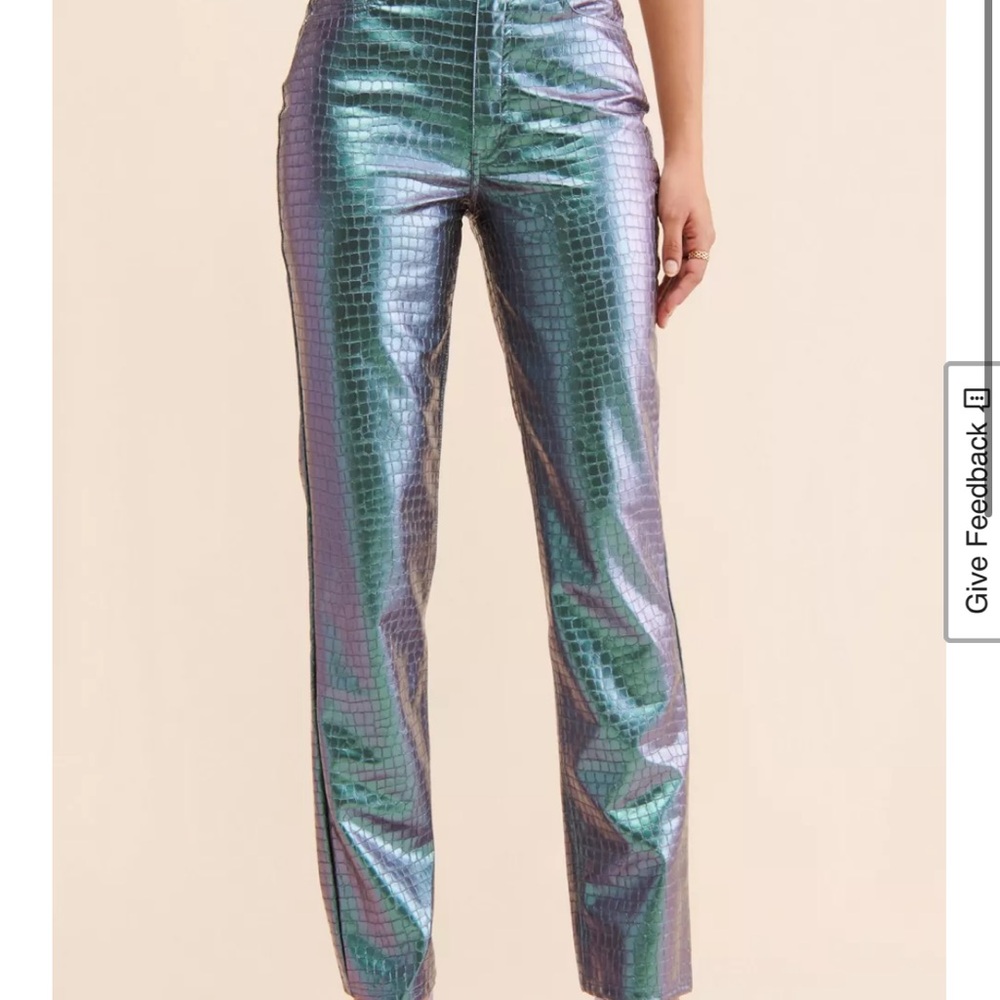 AFRM Metallic Croc-Embossed Pants